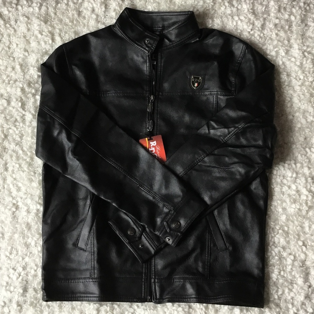 Men’s black genuine leather jacket - Picture 1 of 7